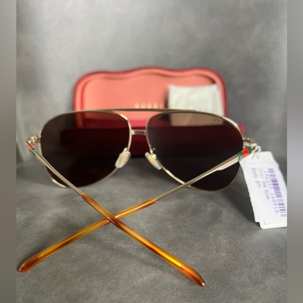 GUCCI AVIATOR SUNGLASSES GG1677S 002 | GOLD NWT - Picture 4 of 7